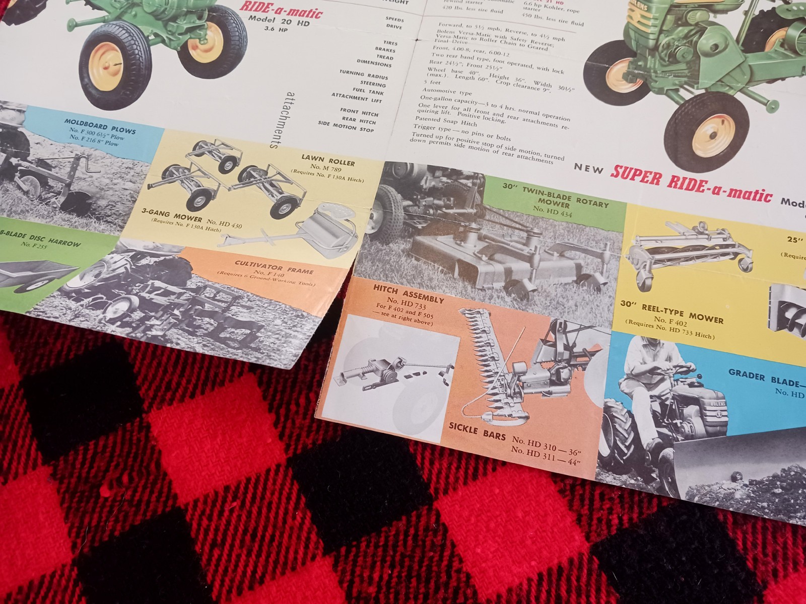 1956 Bolens Ride-A-Matic Garden Tractor Brochure Ridemaster Farm Catalog