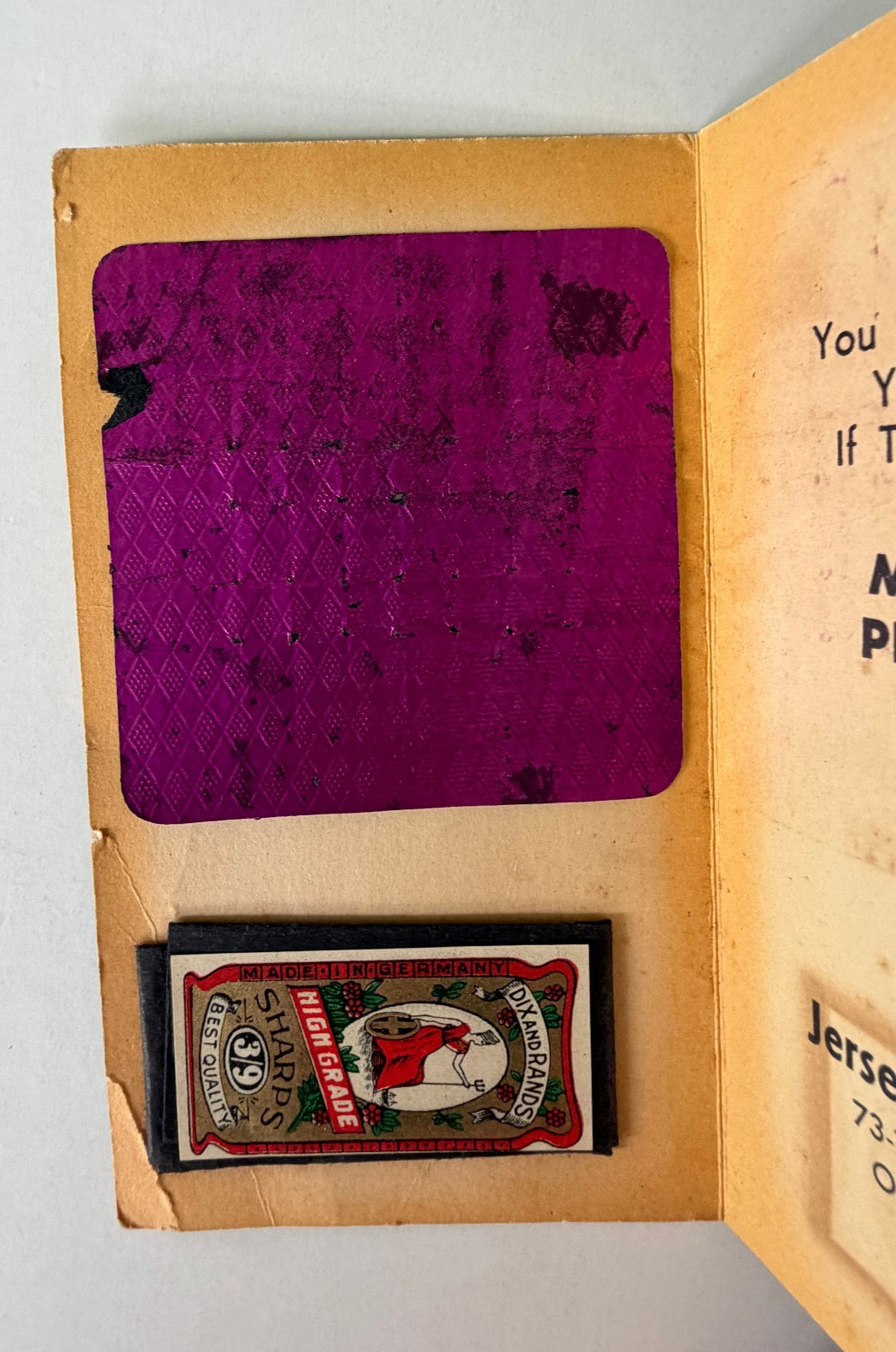 Meridale Jersey Farms Advertising Needle Book Oneonta New York c. 1940s