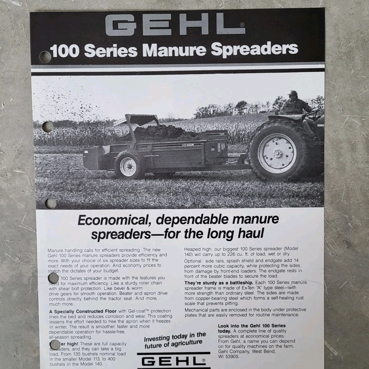 Gehl 100 Series Manure Spreader Sell Sheet