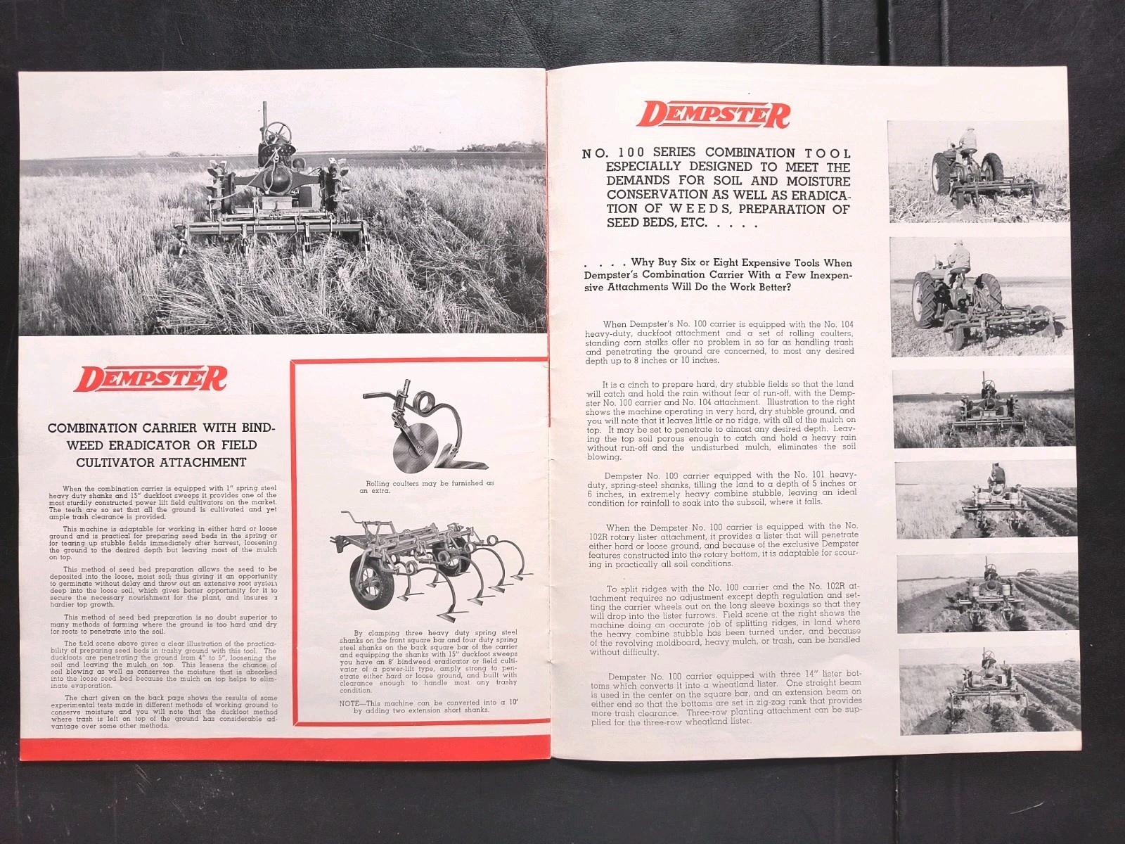 1930s Dempster Tractor Combination Power Lift Carrier Series 100 Brochure Farm