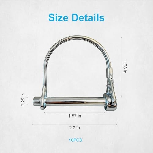 10 Pack, Trailer Coupler Pin and Locking Pin, 2-1/8&Prime;x1/4&Prime; Trailer Hitch Pin, Hea