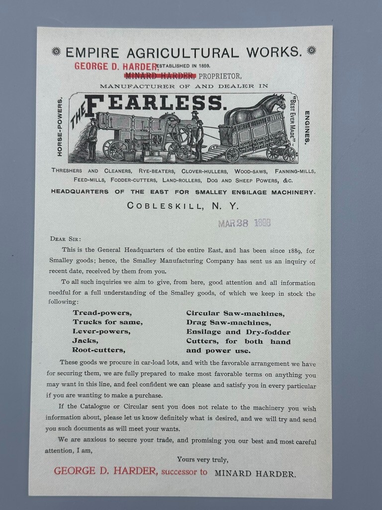 1898 FEARLESS ENGINES Thresher EMPIRE AGRICULTURAL Works COBLESKILL NY Advertise
