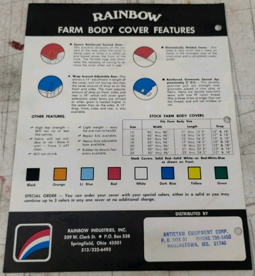 Rainbow Farm Body Covers Sales Flyer