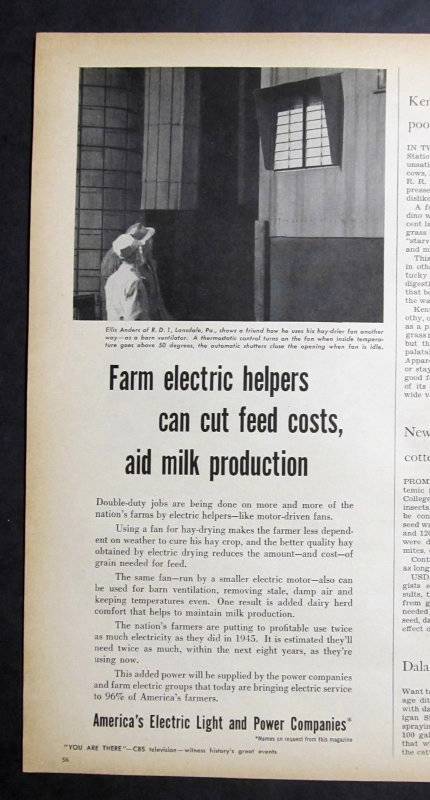 Orig 1955 Light & Power Photo Endorsed Ad Ellis Anders of Lansdale Pennsylvania