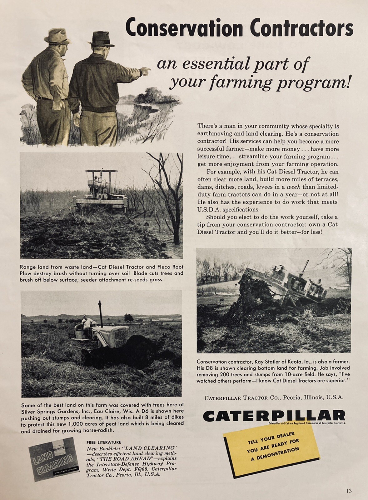 1958 AD(XH48)~CATERPILLAR TRACTOR CO. PEORIA, ILL. CAT DIESEL TRACTORS