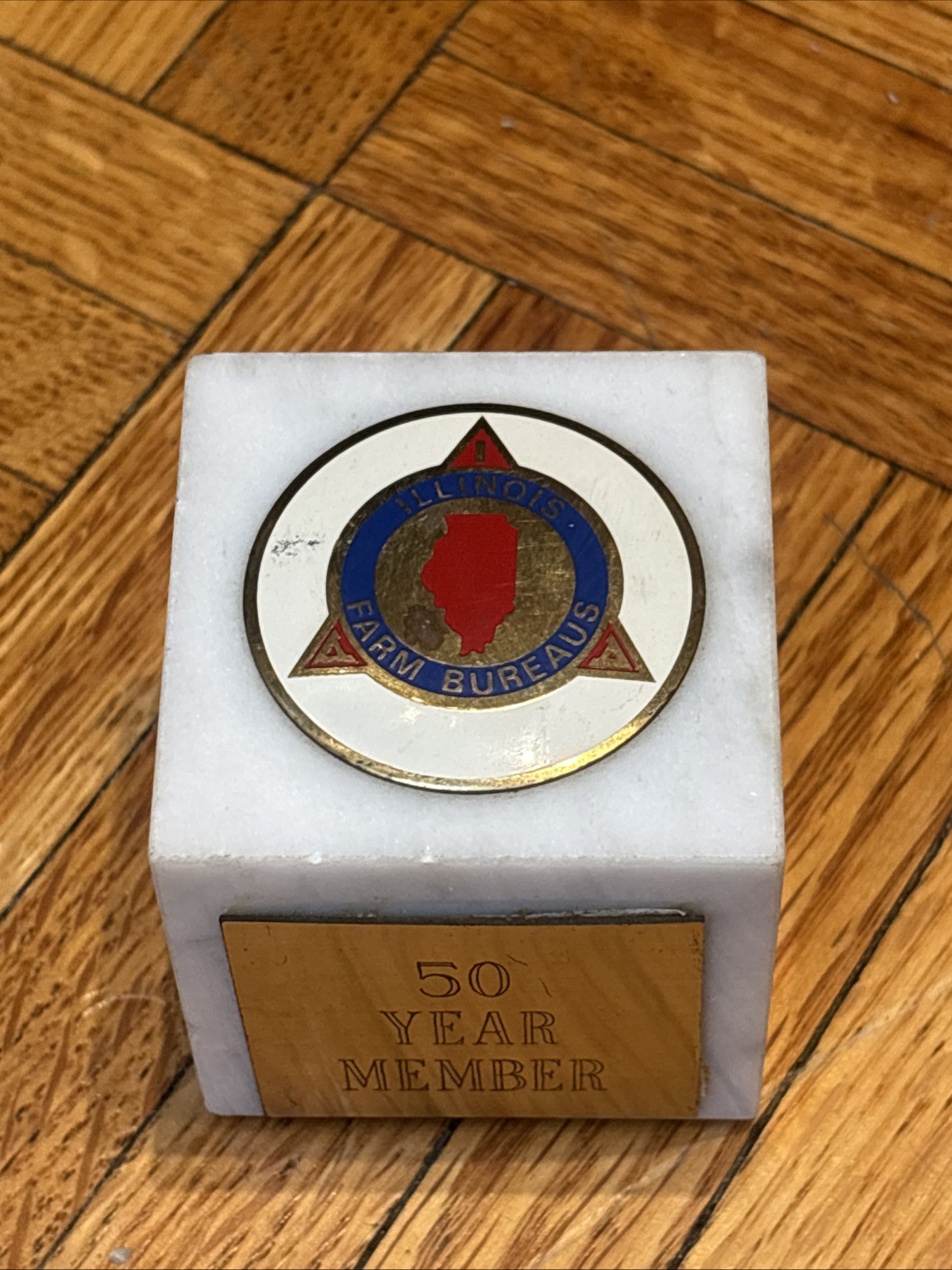 Vintage Illinois Farm Bureau 50 YEAR MEMBER Marble Paperweight