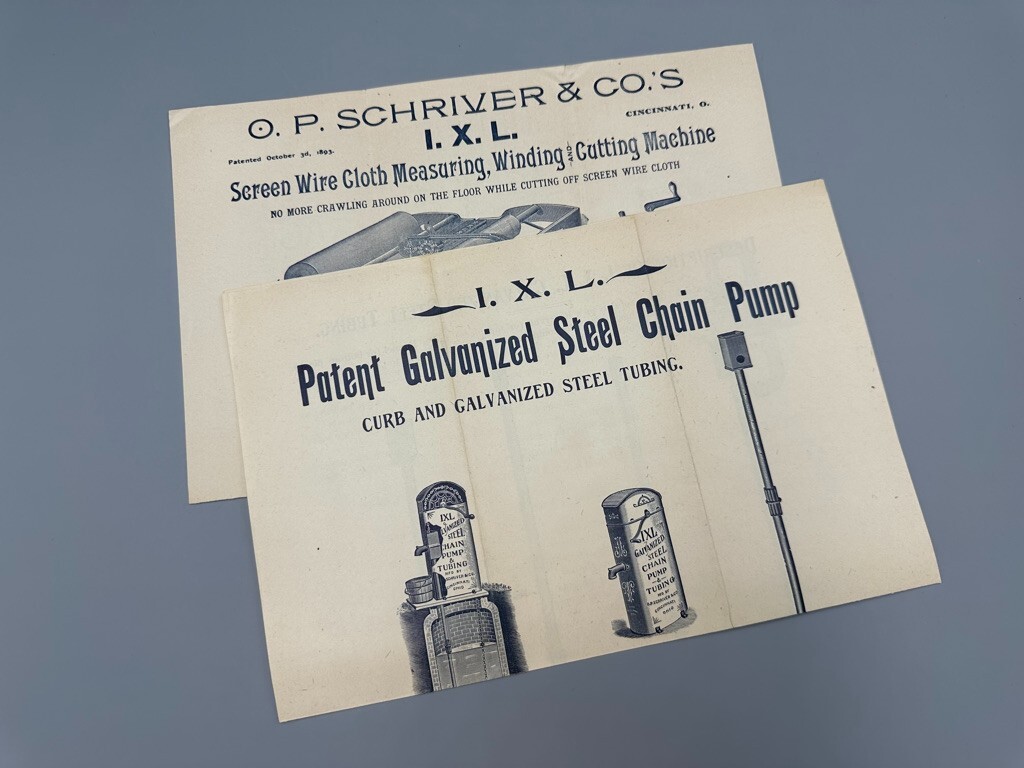 c 1900 SHRIVER Galvanized Steel PUMP Screen Wire FARM Advertising Cincinnati