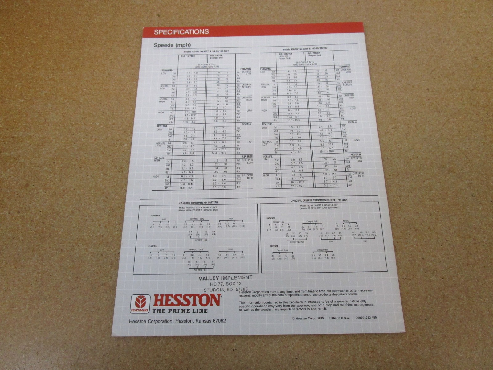 1985 HESSTON 90-series tractor sales brochure 12pg ORIGINAL farm 180-90 160-90