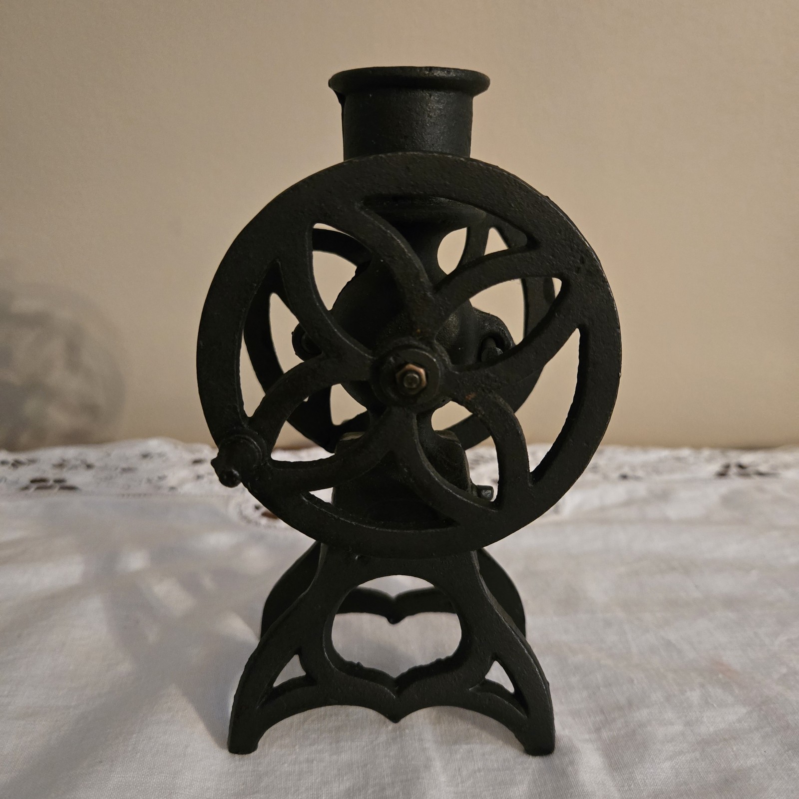Vtg Black Cast Metal Salesman Sample Coffee Grinder Cream Separator Wheels Turn