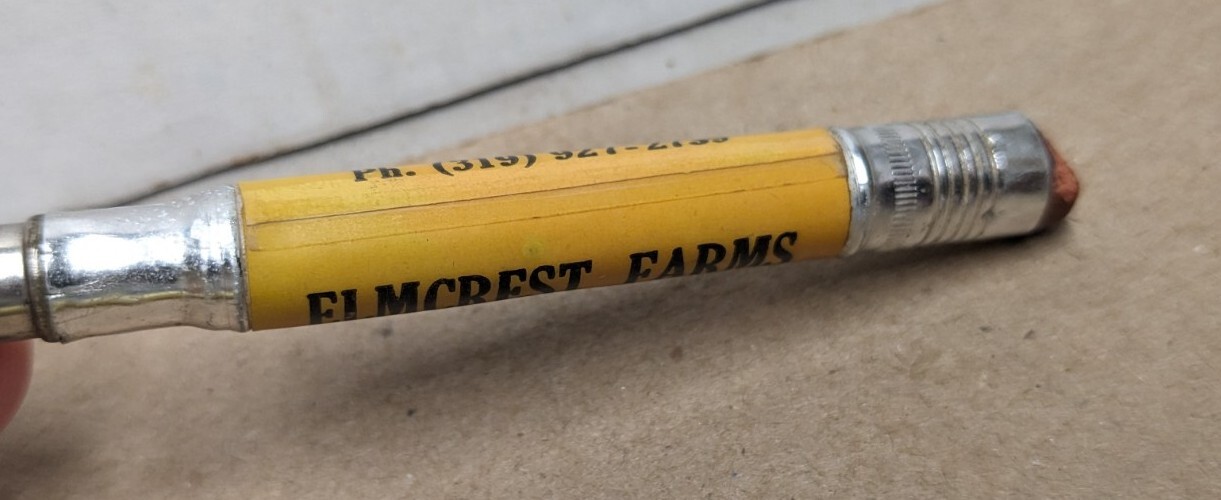 Vintage Elmcrest Farms Production Tested Hampshires Manchester Ia Bullet Pencil