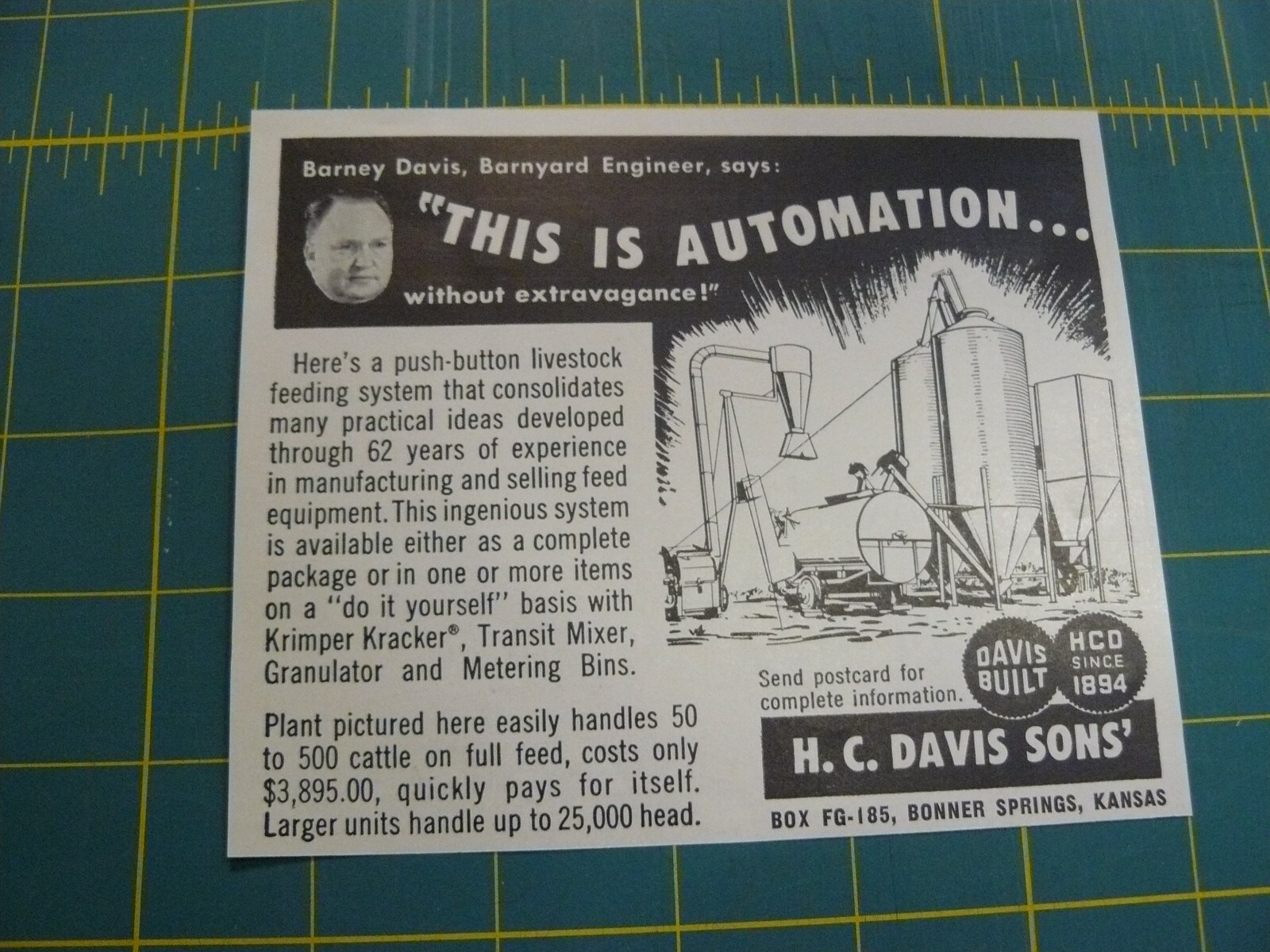 THE FARM QUARTERLY- SUMMER 1957-AD- H.C.DAVIS SON&rsquo;S SYSTEM/ Bonner Springs, KS