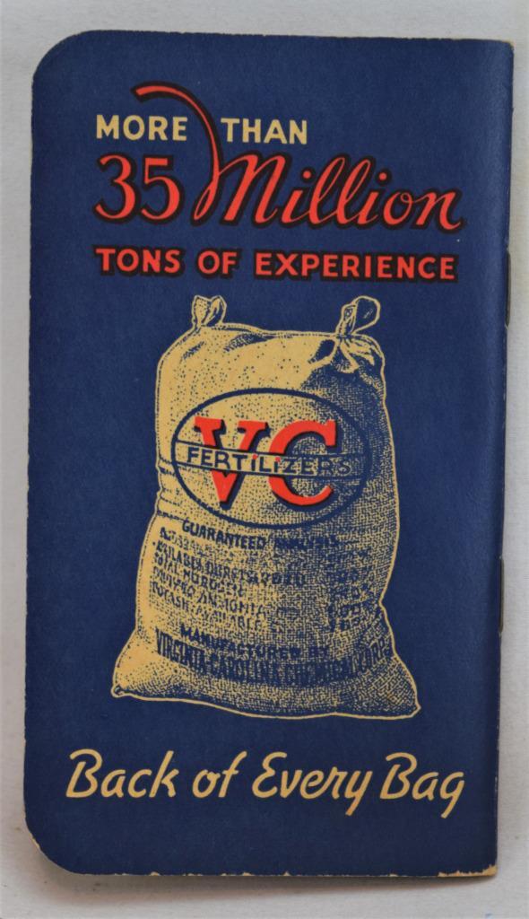 1940 1941 VC Virginia-Carolina Fertilezer Pocket Notebook Calendar Unused