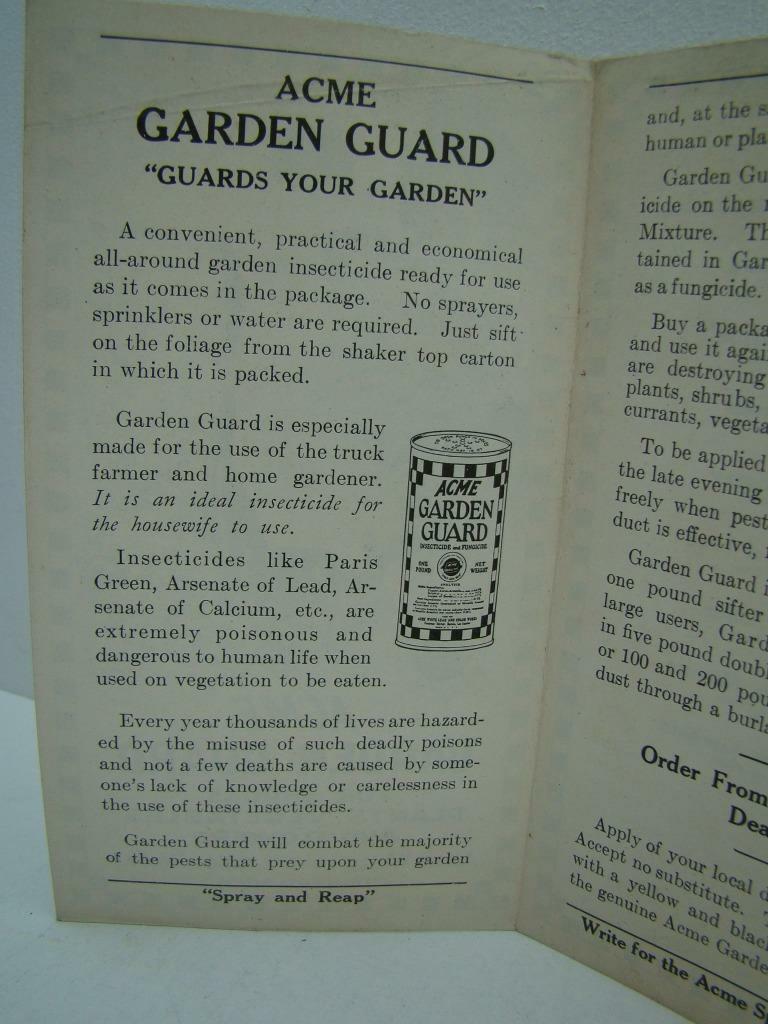 1927 circ. ACME GARDEN GUARD DETROIT MICH. PAMPLET