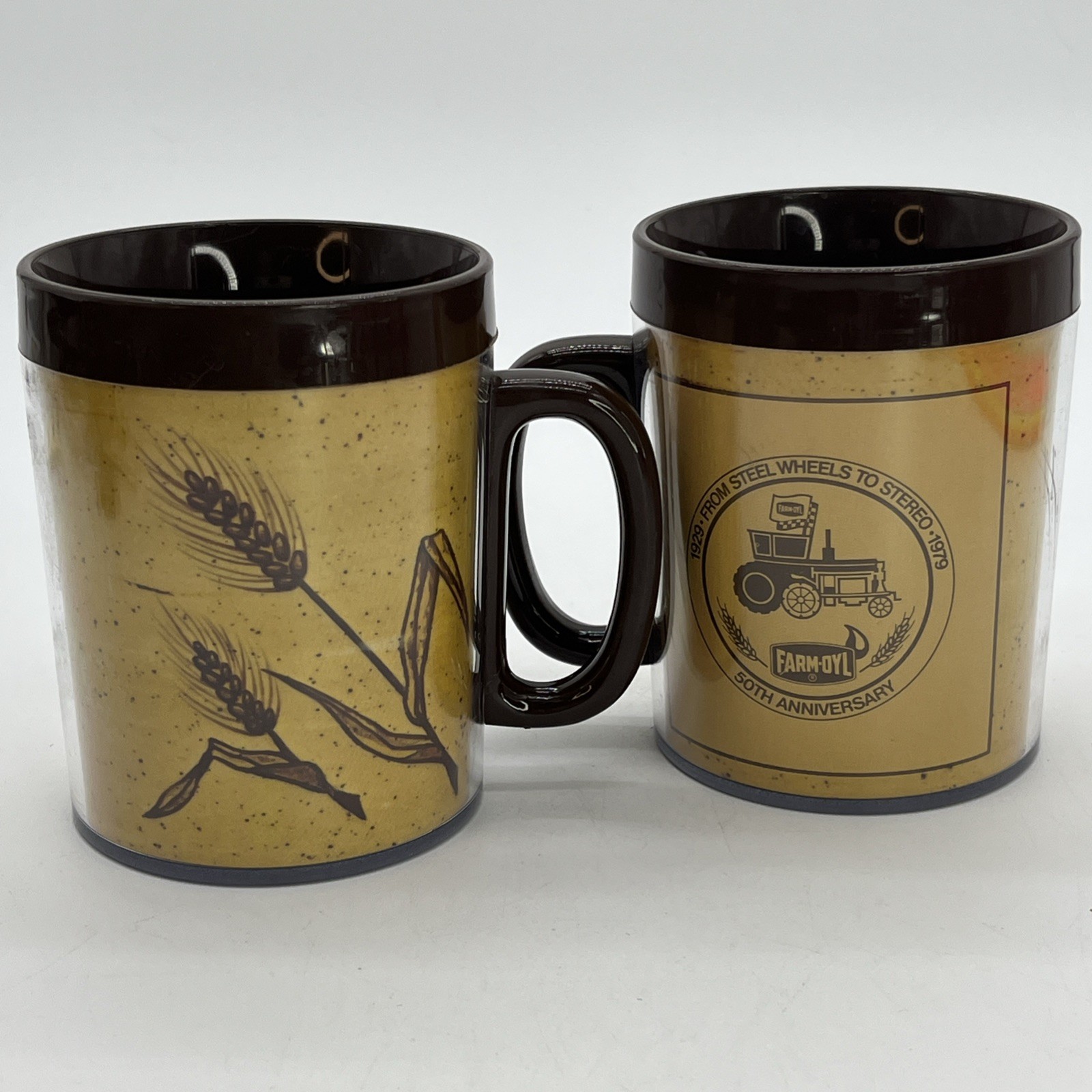 Thermo-Serv Farm-Oyl 50th Anniversary Thermal Mug Cup Vintage 1976 USA Set Of 2