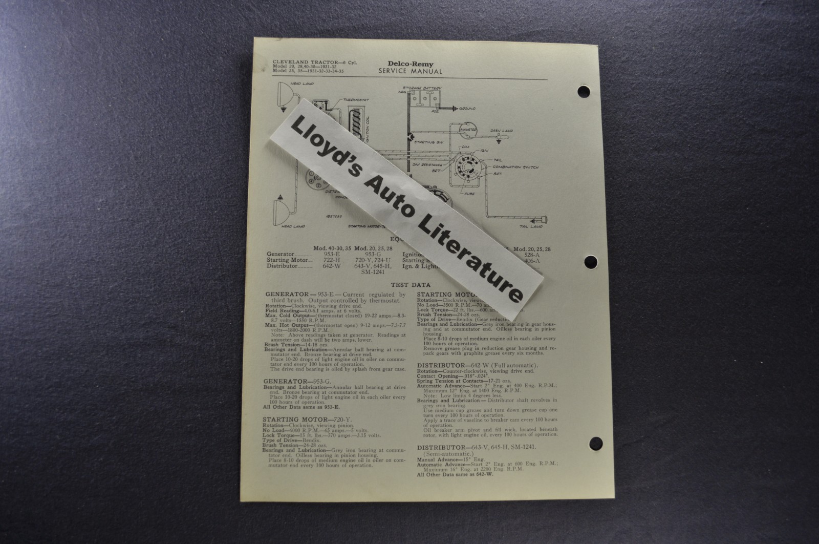 1931 1932 1933 1934 1935 Cleveland Tractor Wiring Diagram Model 20 25 40 55