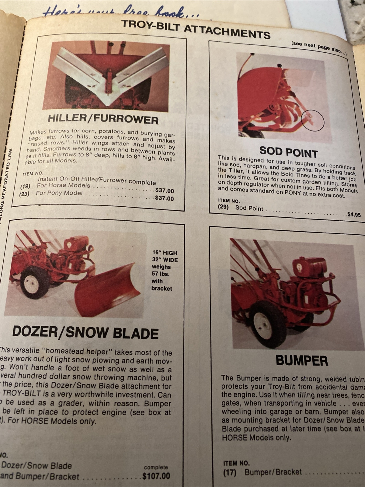 Troy-Bilt Roto Tiller & Attachments Advertisement Packet 1977 original, Letter,