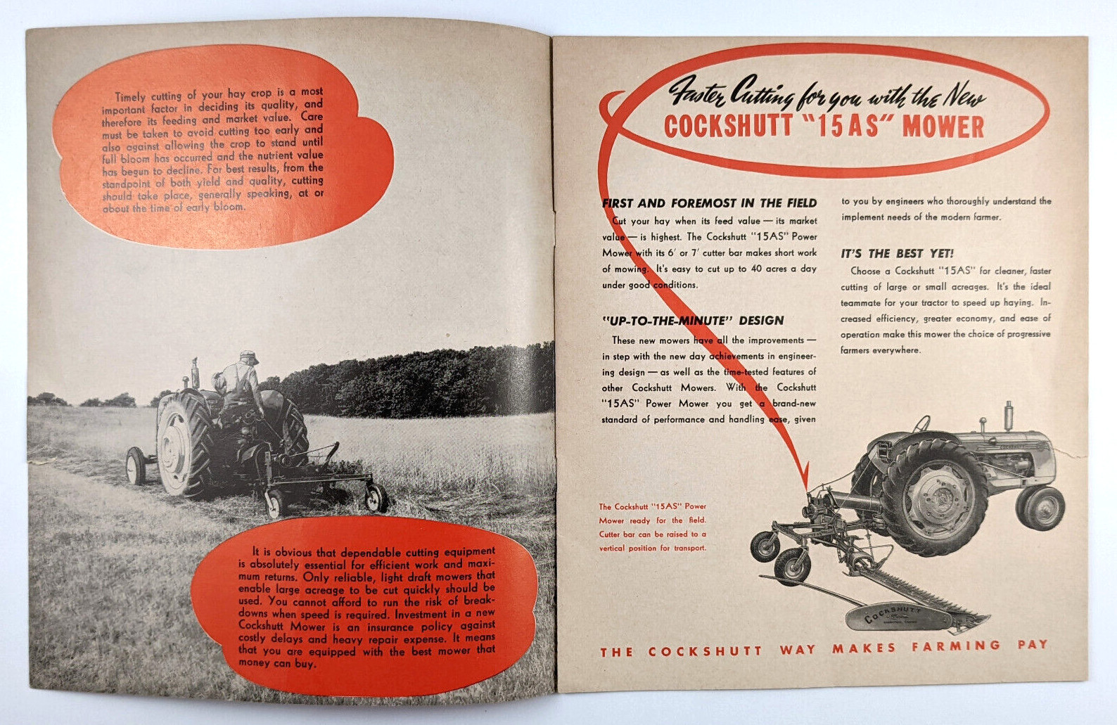 Cockshutt Mowers Tractors Advertising Brochure Cockshutt Farm Equipment 1950s