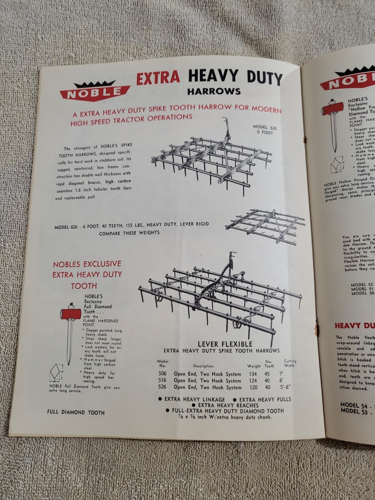 NOBLE DAKON Harrow BROCHURE 1968? John Deere IH Sioux Falls, SD. Dakota Iron
