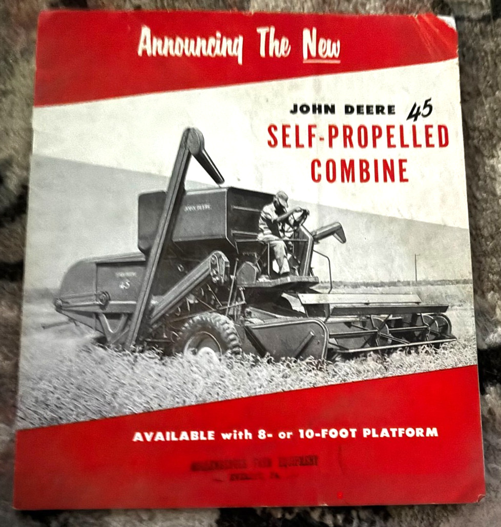 John Deere 45 Self Propelled Combine For 1954 Brochure DCPA26
