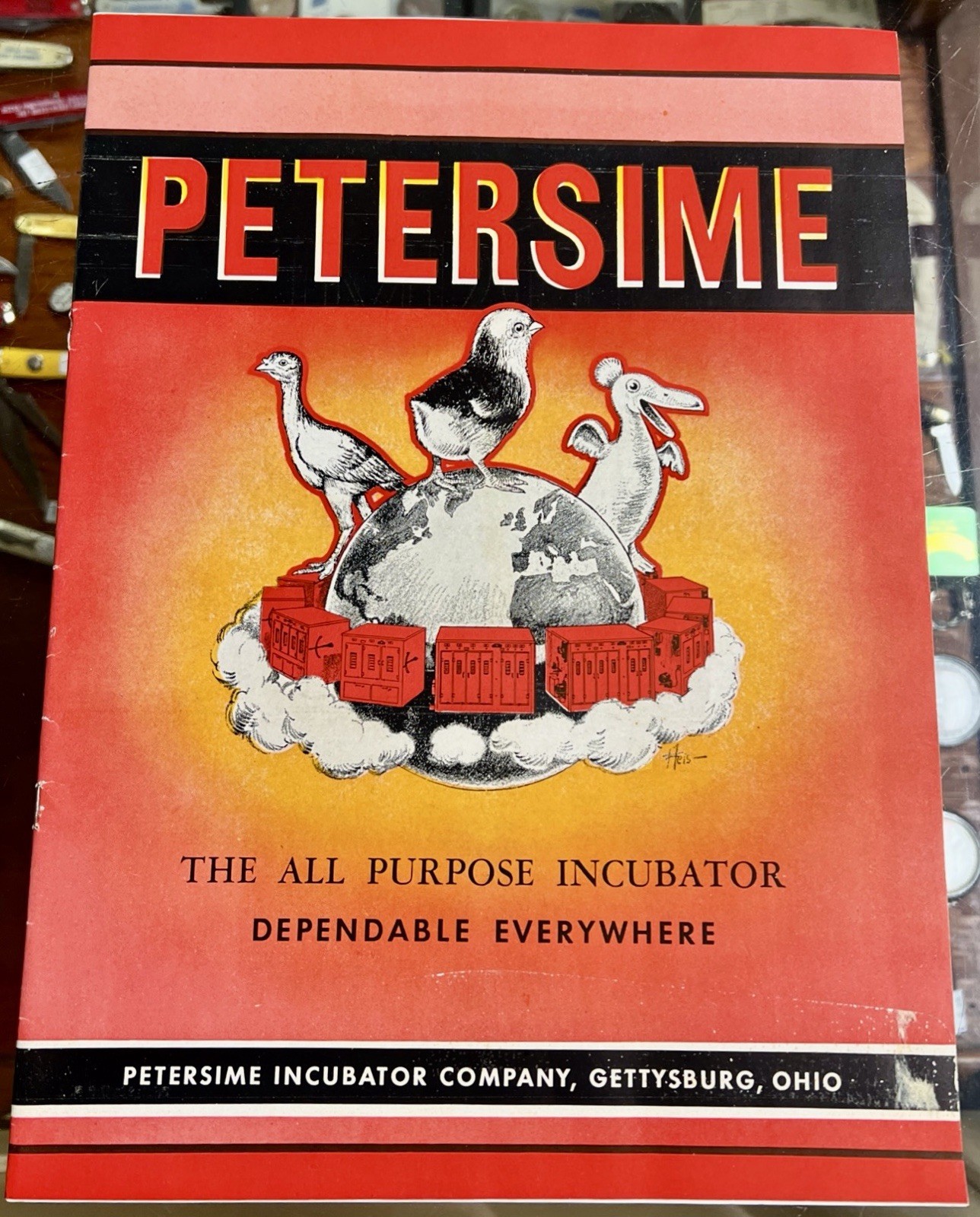 VINTAGE 1946 PETERSIME INCUBATOR SALES PRICE BROCHURE ENVELOPE GETTYSBURG OHIO