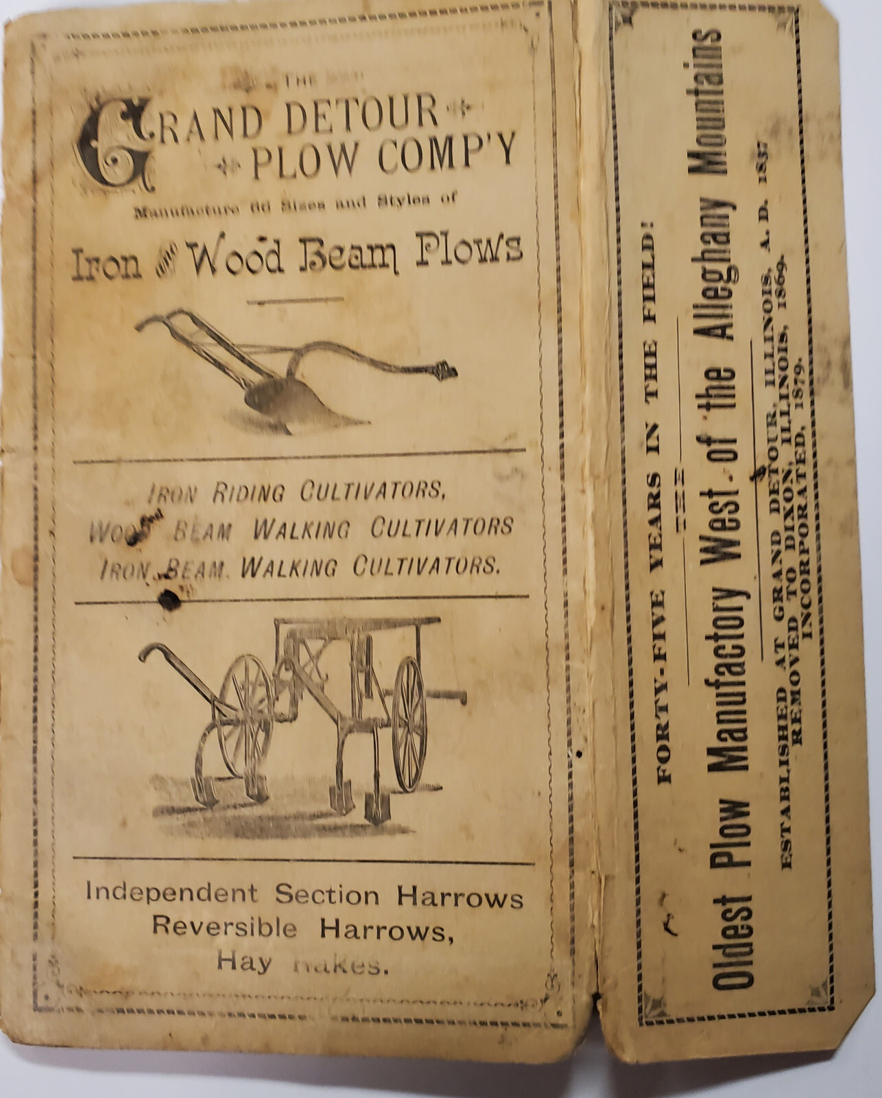 Grand Detour Plow Co, Iron/Wood Beam Plows, 1883, Dixon, Illinois, Catalog/Deere