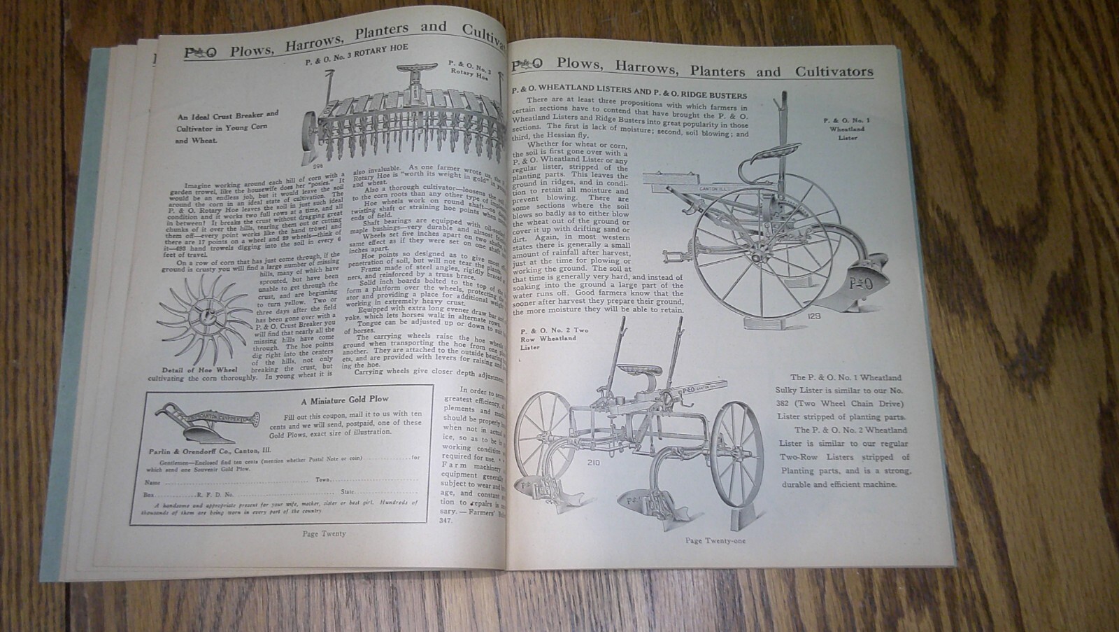 antique Advertising product booklet Parlin & Orendorff (P&O) Plow Canton, Ill 6B