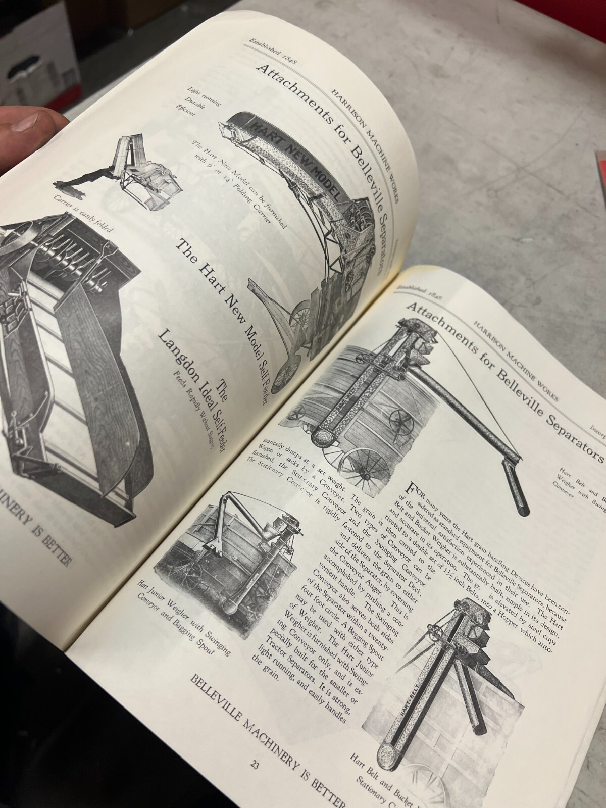 REPRINT? Belleville Threshing Machinery Company catalog Harrison machine works