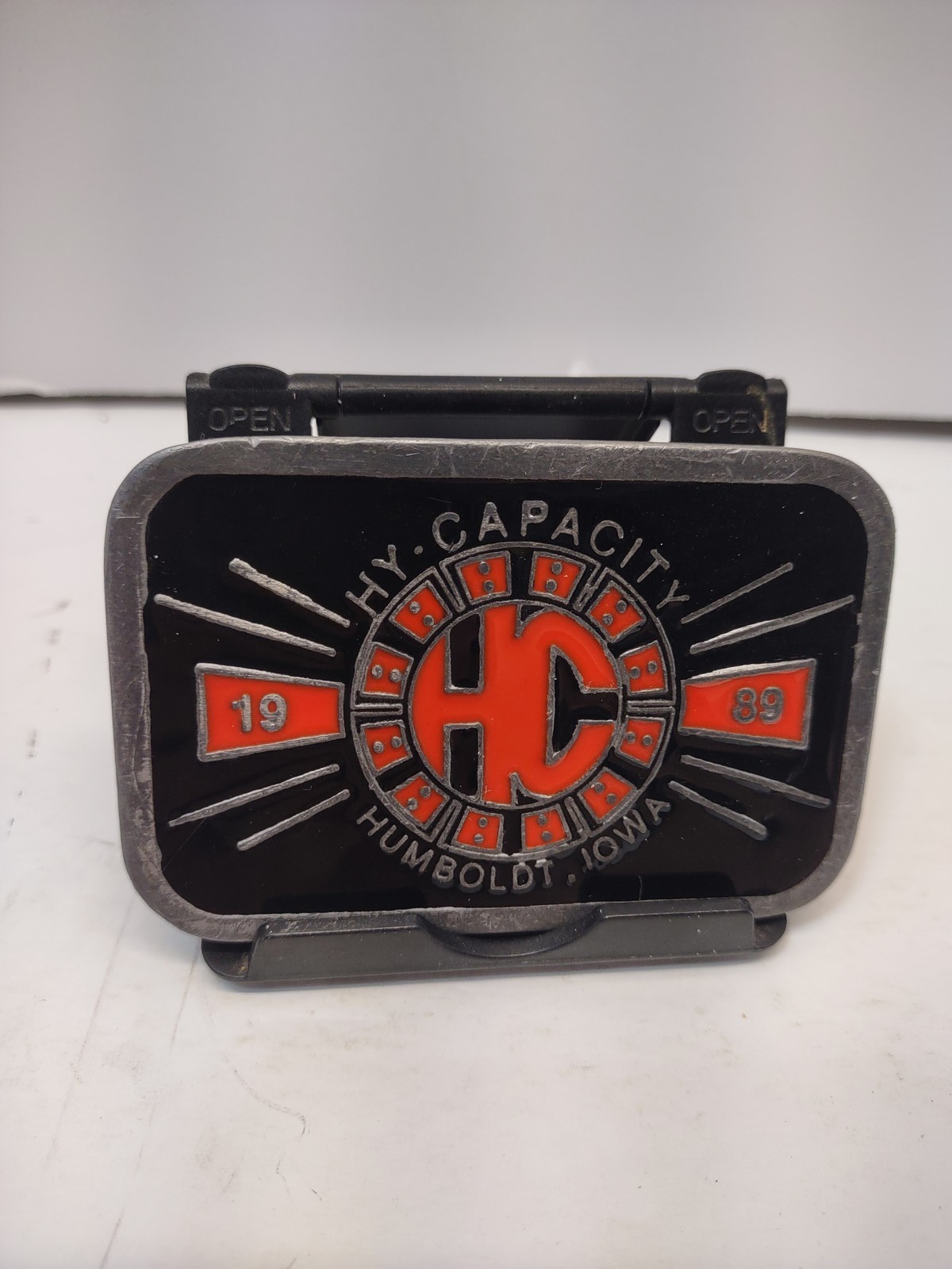 Vintage 1989 HY-CAPACITY Humboldt Iowa Limited Edition Belt Buckle Advertising