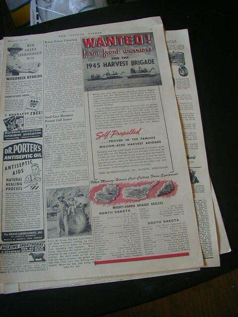 Vintage lot 9 tractor massey harris tractor magazine print ads 1938-1956