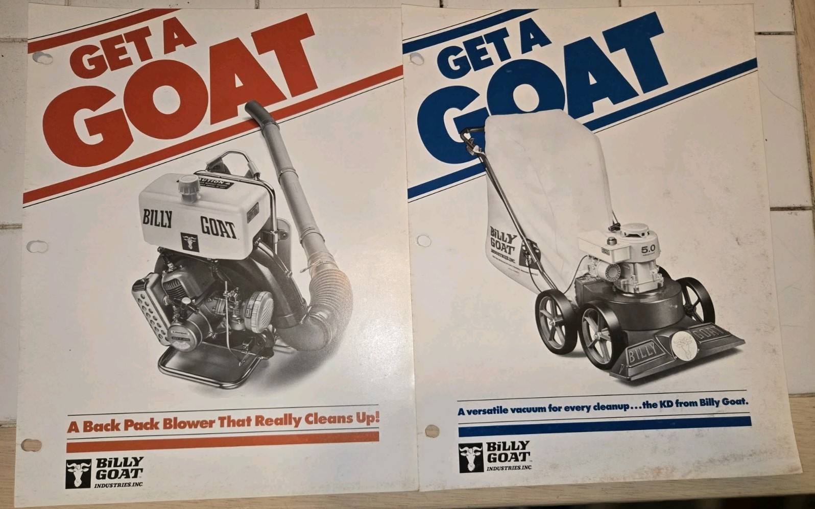 GROUP OF 13 BILLY GOAT INDOOR OUTDOOR VACCUMS DEALERSHIP ADVERTISEMENTS