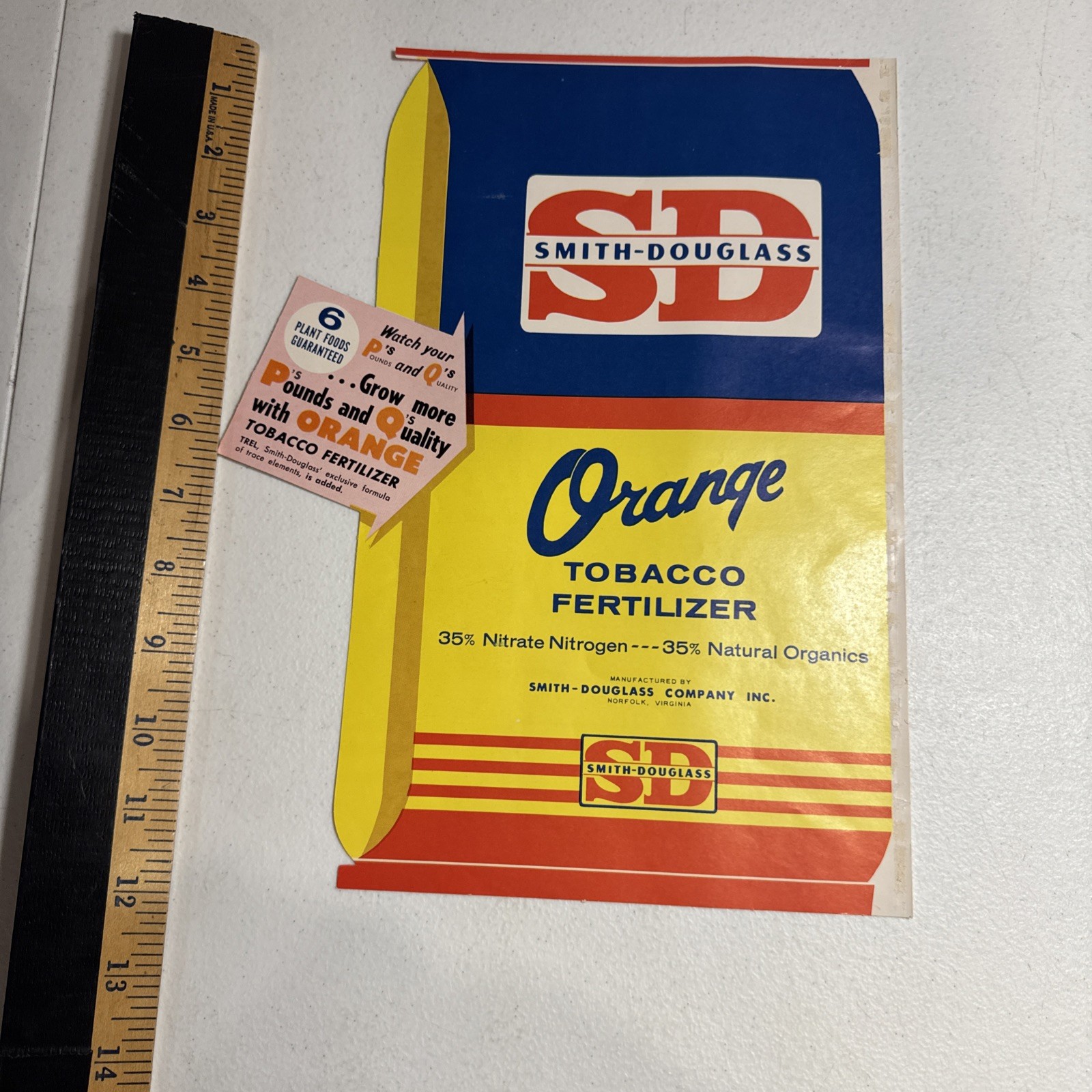 Smith Douglass Company, Inc. Orange Tobacco Fertilizer Advertising Sales Flyer