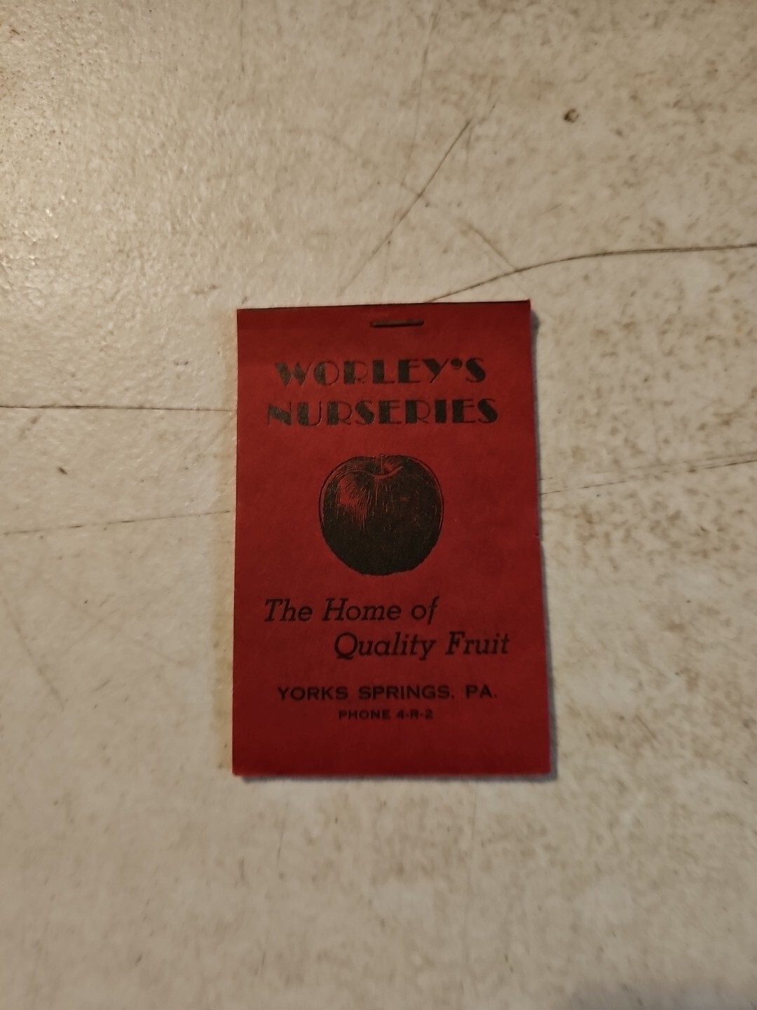 Vintage Early Worley&rsquo;s Nurseries Memo Pad. York Springs,PA. Phone 4-R-2