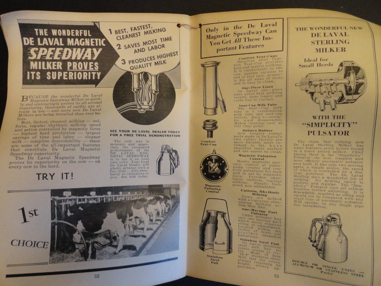 1941 DE LAVAL HANDY REFERENCE YEARBOOK DAIRY FARM SEPARATOR MILKER ARCADIA WI