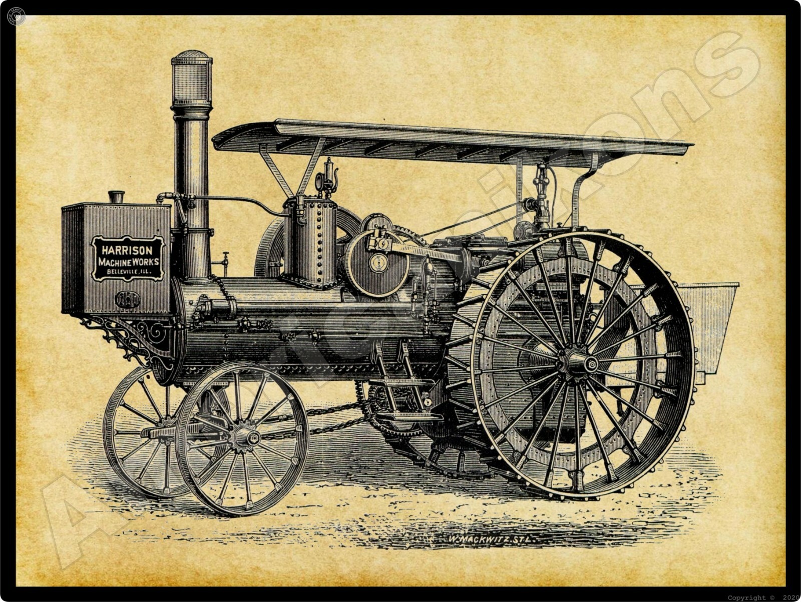 Harrison Machine Works New Metal Sign: Traction Engine – Belleville, Illinois
