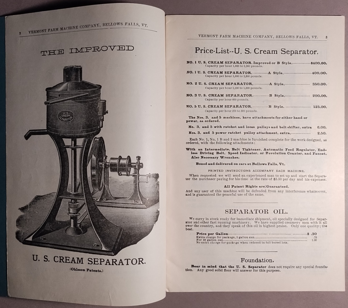 1895 US Cream Separator Vermont Farm Machine Co Catalog #96 Original ++ B6-30