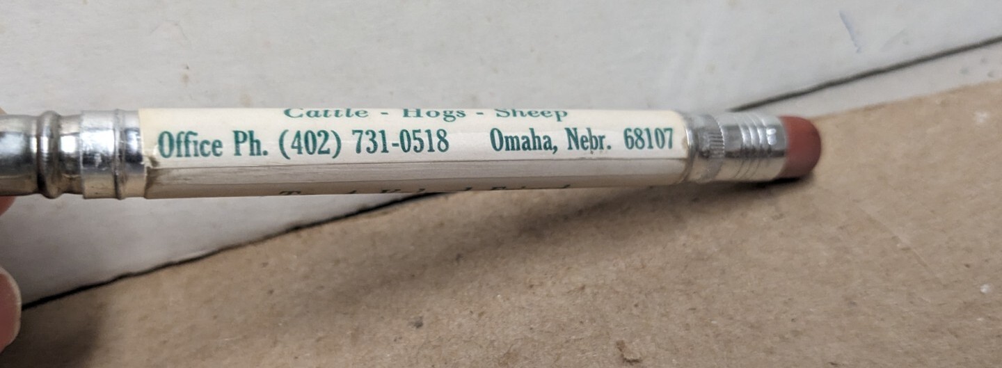 Vintage Ralston Livestock Market Service Omaha NE Bullet Pencil Leo A. Zarestky