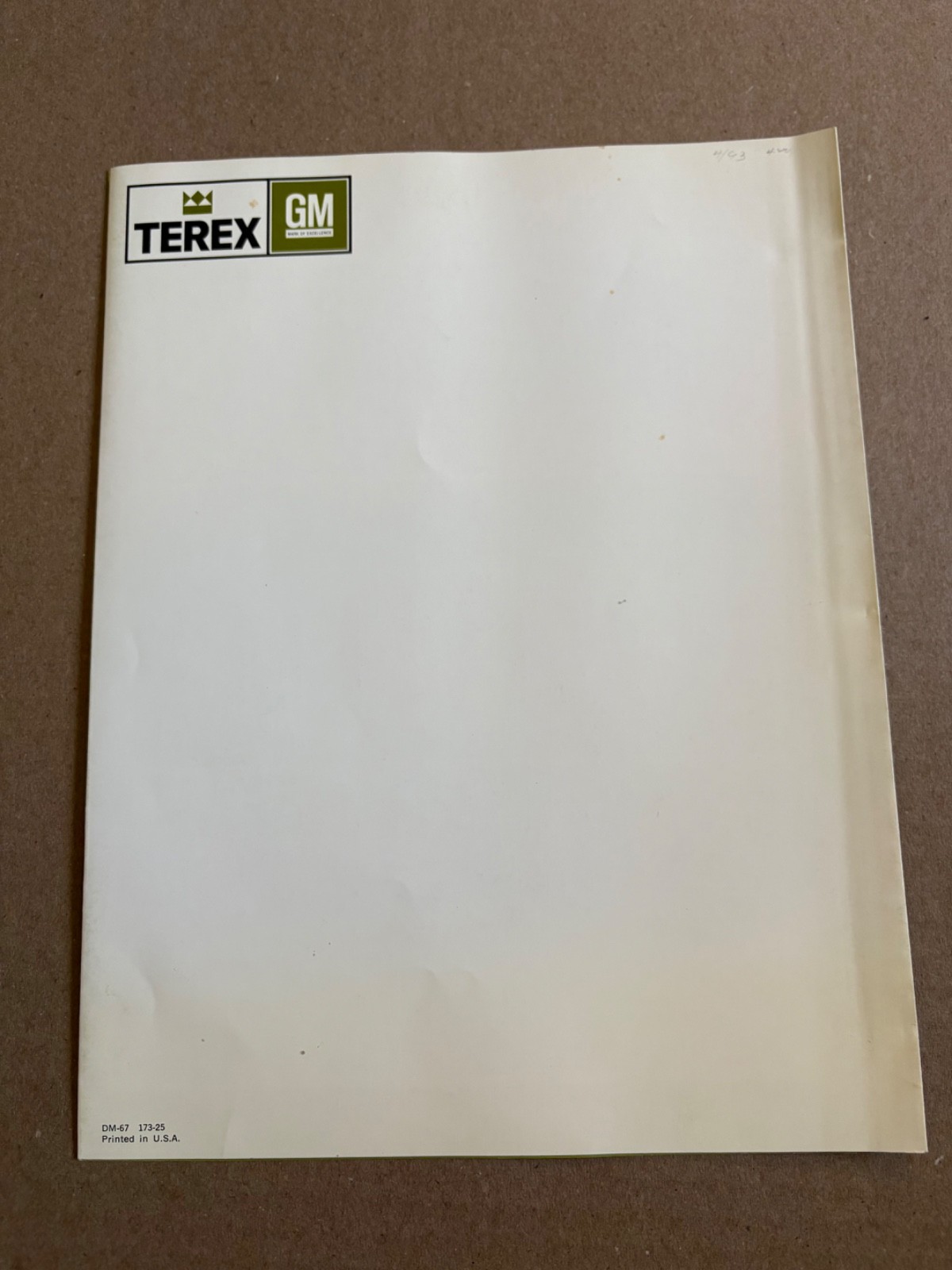 Original Terex Governmental Construction Equipment Sales Brochure