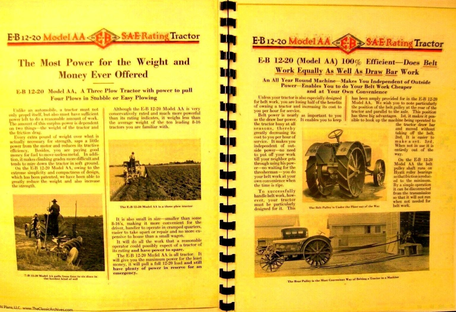 Emerson-Brantingham Implm.Model AA–S.A.E. Rating Kerosene Tractors E-B 12-20