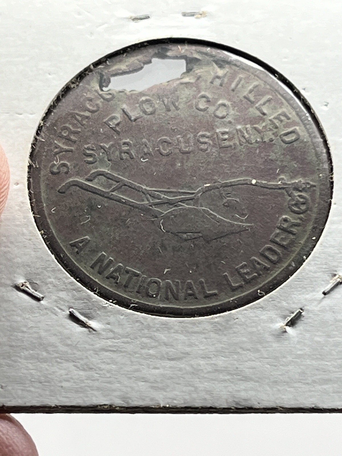 Antique Adv Token Coin SYRACUSE CHILLED PLOW Co. NY-Bought in 1910 By JOHN DEERE