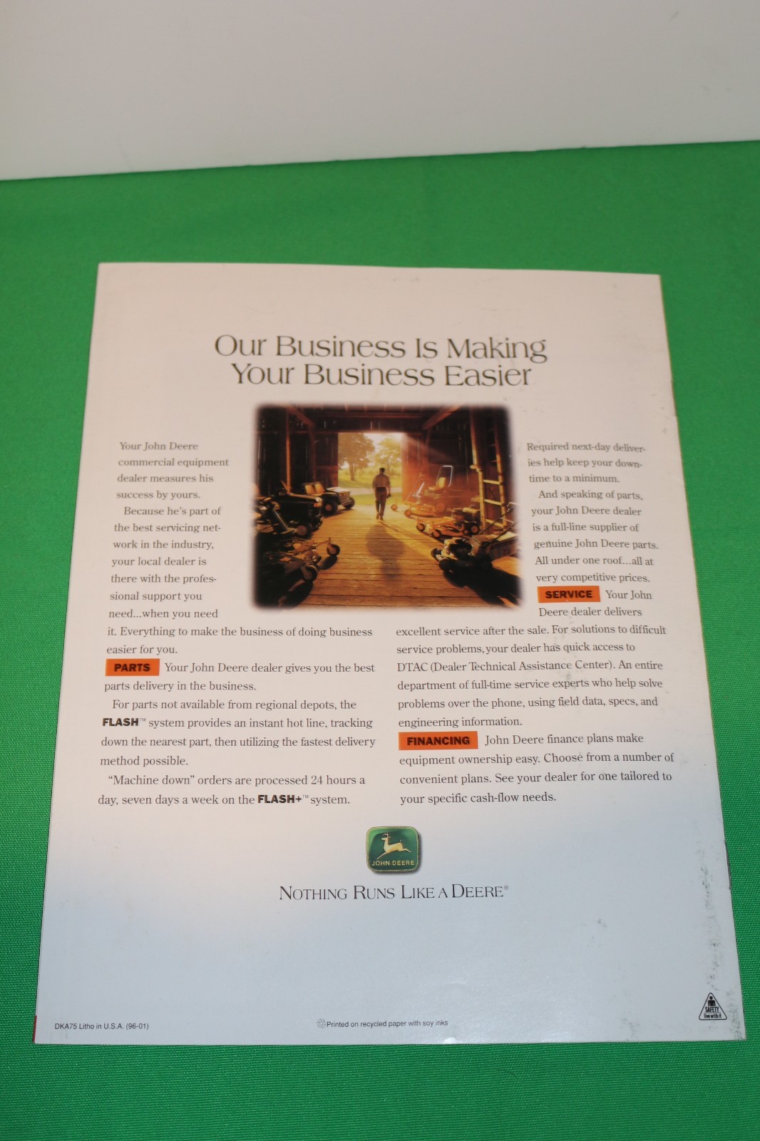 John Deere Commercial Front Mowers For 1996 Sales Brochure F710-F1145 MODELS
