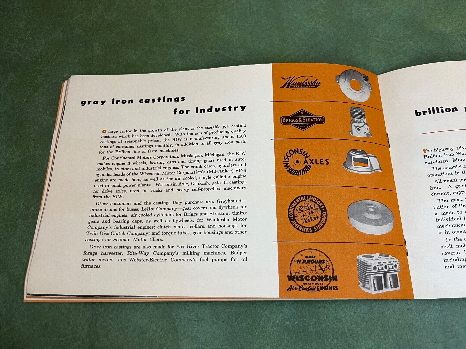 Vintage Original Brillion Iron Works Brochure With Letter