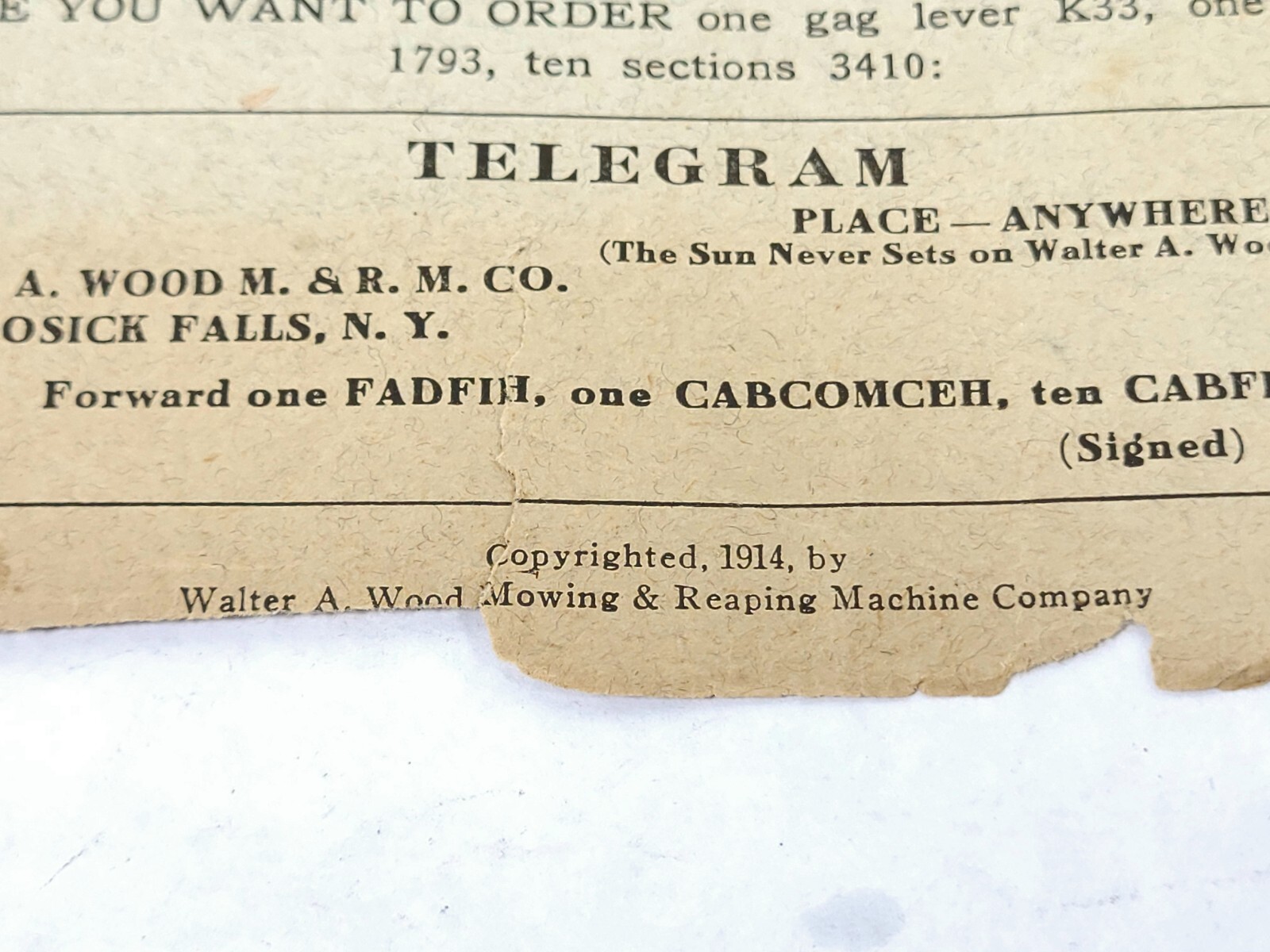 Vintage Walter A. Wood Mowers & Reaping Attachments Parts & Price List Catalog
