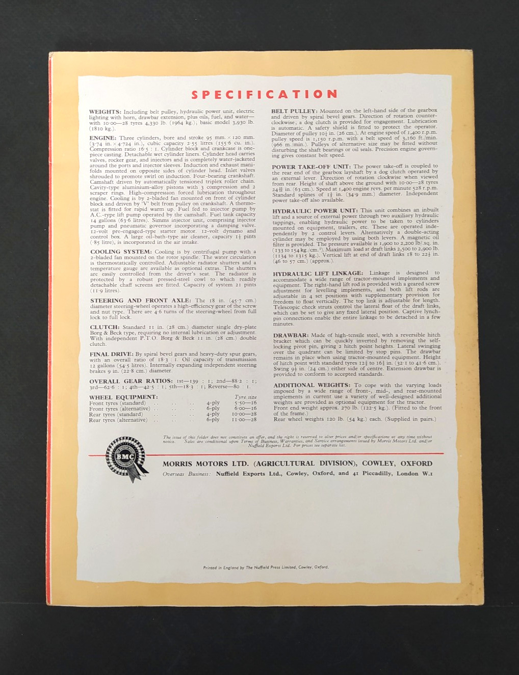 VINTAGE NUFFIELD THREE UNIVERSAL TRACTOR BROCHURE -POSTER 1950&rsquo;s