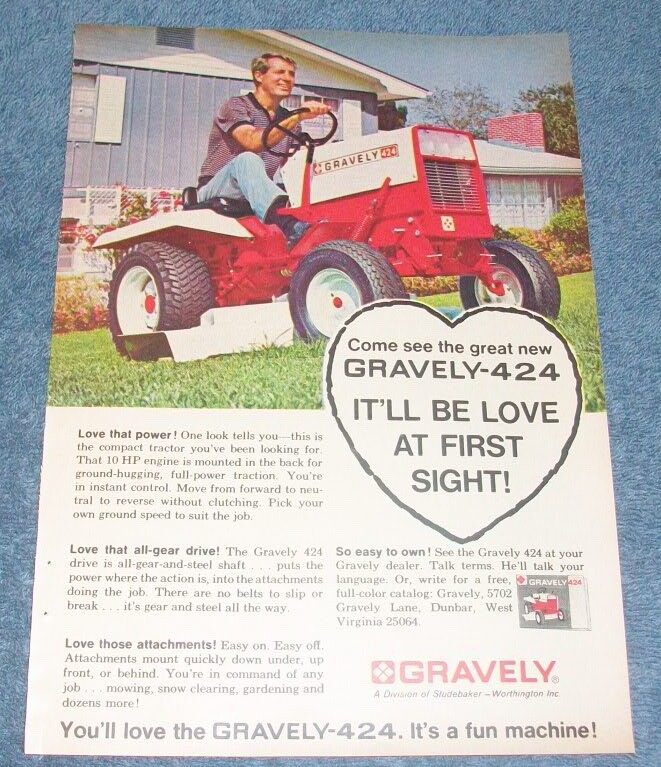 1968 Gravely 424 Lawn Tractor Vintage Color Ad « It&rsquo;ll Be Love at First Sight! »