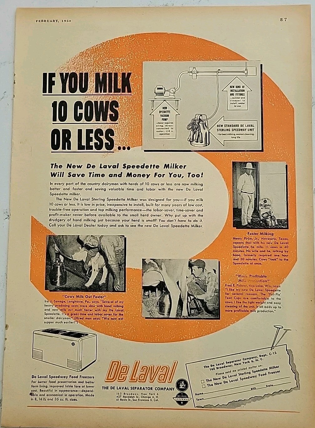 1950 De Laval separator company If you milk tin cows or less vintage Ad