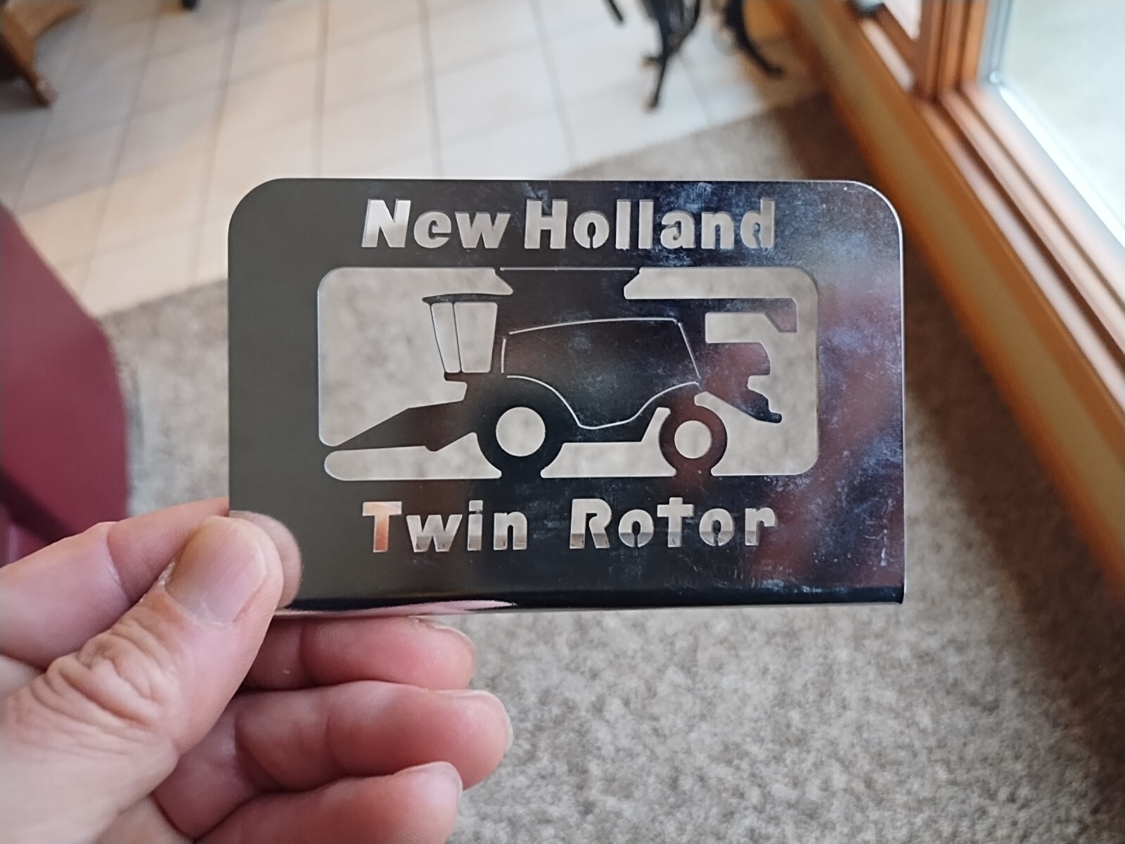 Vtg New Holland Twin Rotor Combine GRAND ISLAND PLANT Metal Emblem Sign Plate
