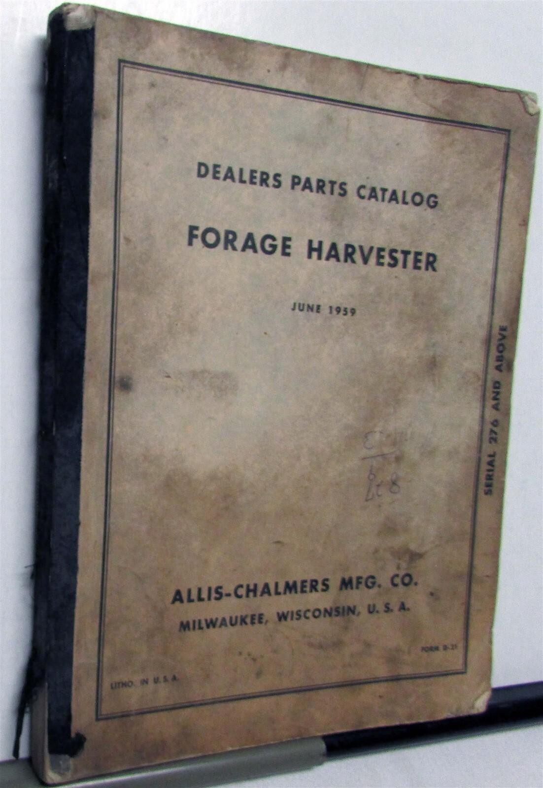 1959 Allis Chalmers Forage Harvester Specs Construction Dealer Parts Catalog
