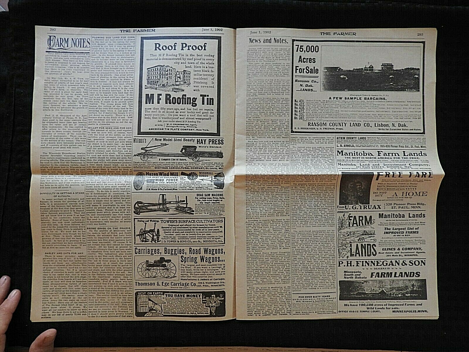 1902 « The Farmer » Webb-Shaw Farm Experiment St. Paul MN Agricultural Newspaper