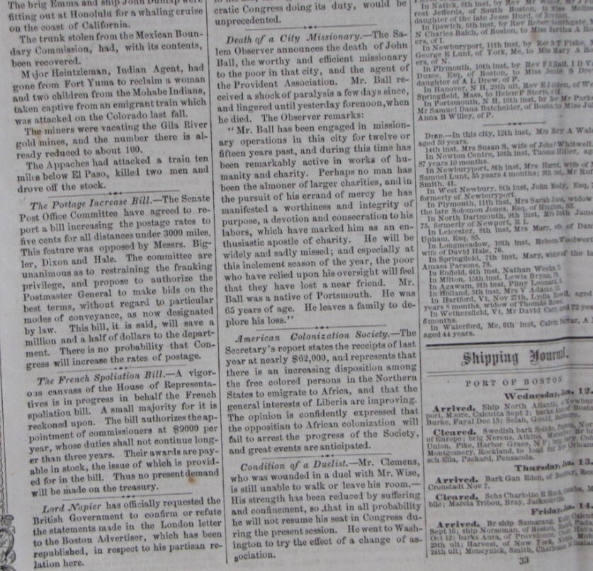 Antique 1859 Boston Massachusetts Farm News Newspaper