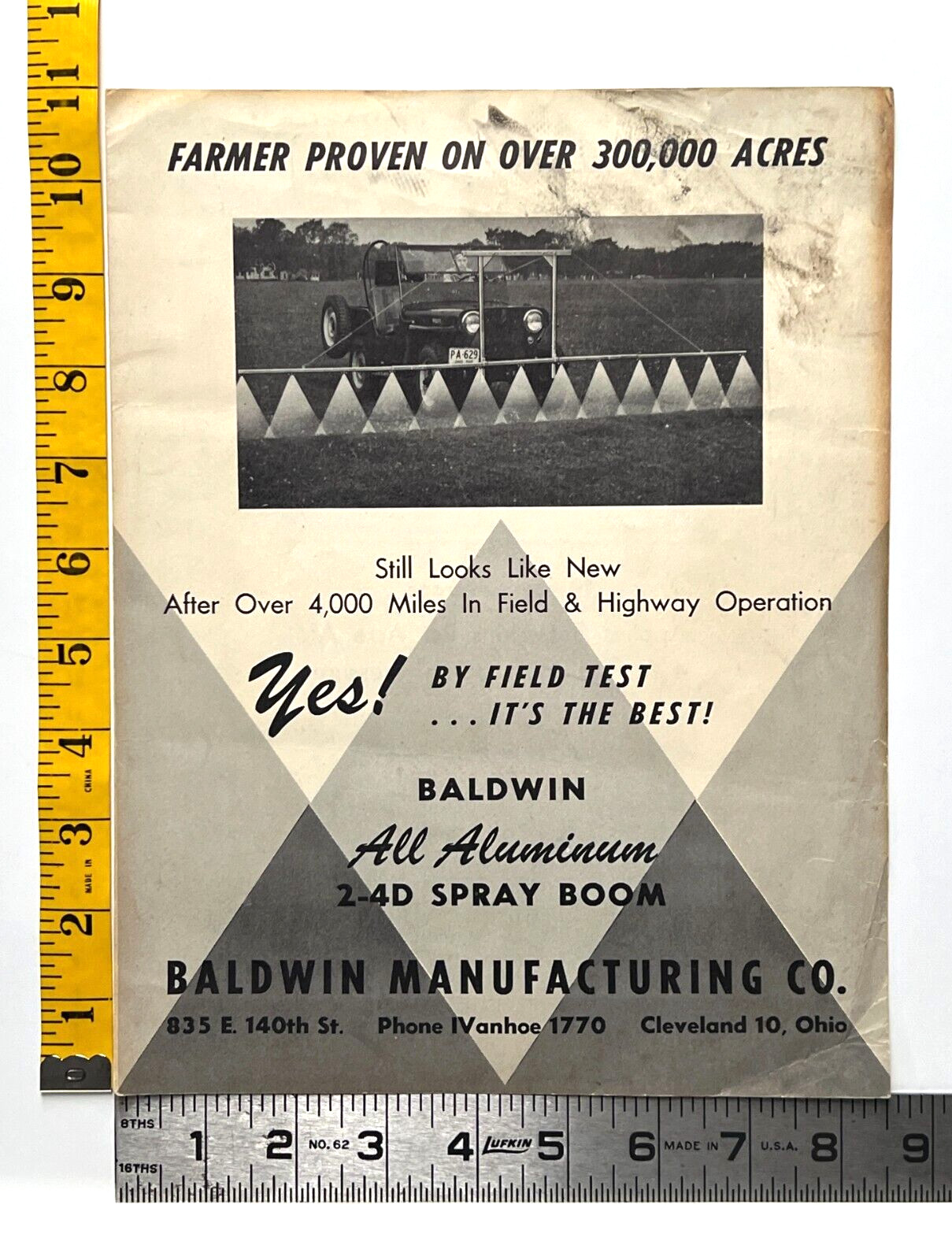 Vintage Baldwin Manufacturing Aluminum 2-4D Spray Boom Farm Equipment Brochure